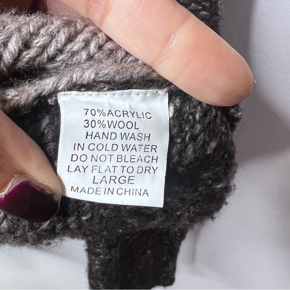 KEREN Hart Black and Gray Women's Cardigan Jacket Sweater Sz L Artsy Lagenlook - Picture 7 of 12